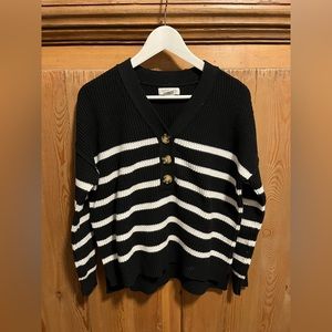 Black and white stripped sweater with buttons